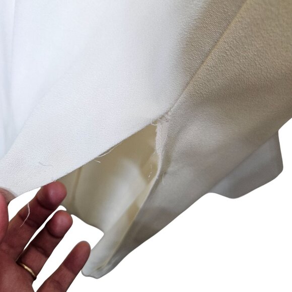 Vintage 90s Y2K Maurices Cream Embroidered Maxi Dress Sheer Floral Slit Size 7-8 - Picture 4 of 10